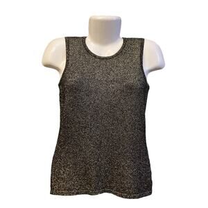 LUXE by Carmen Marc Valvo Women's Blk w/Gold Sleeveless Sweater | Size XS
